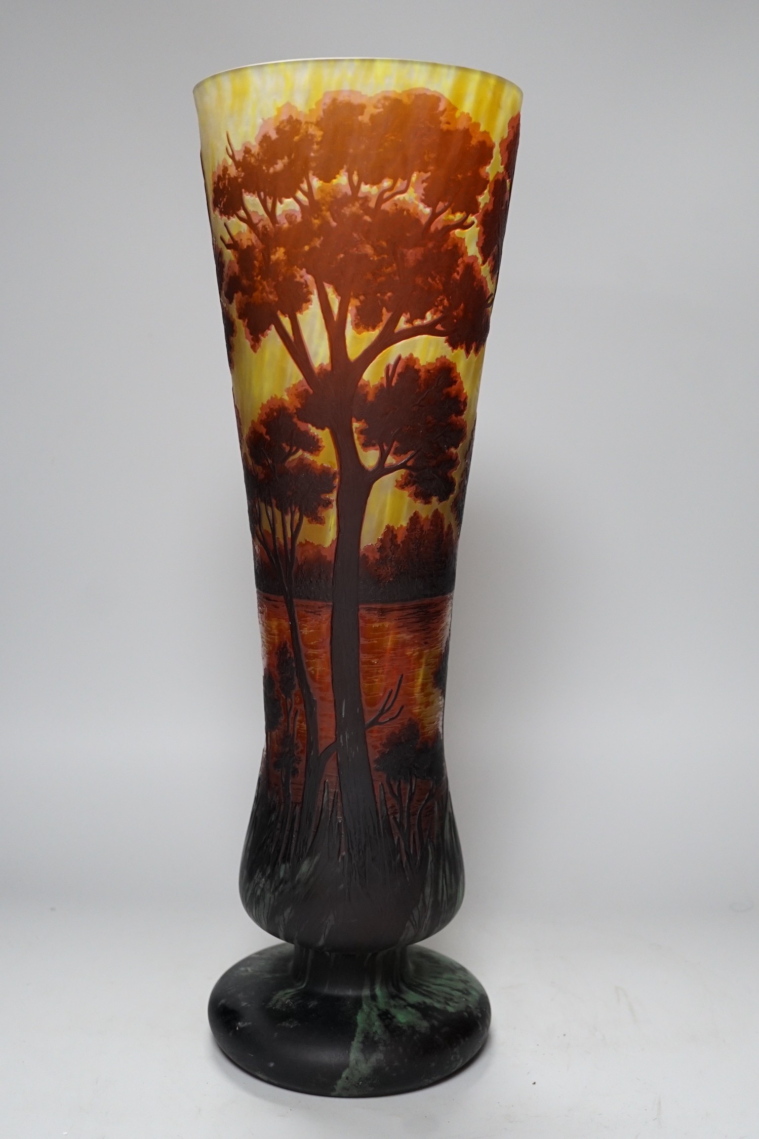 A large Gallé style cameo glass vase, 46cm